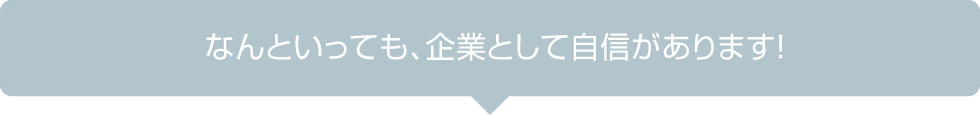 なんといっても、企業として自信があります!