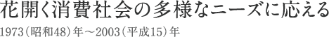 花開く消費社会の多様なニーズに応える　1973年～2003年