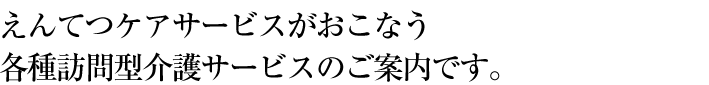 えんてつケアサービスがおこなう各種訪問型介護サービスのご案内です。
